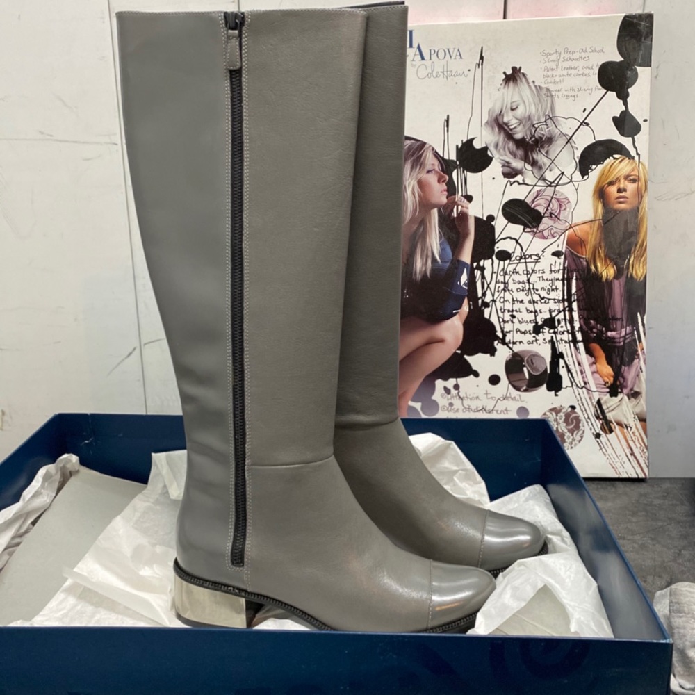 NEW COLE HAAN ~Special Edition ~Maria Sharapova~ Leather BOOTS  GRAY 7  $498 - Picture 8 of 16